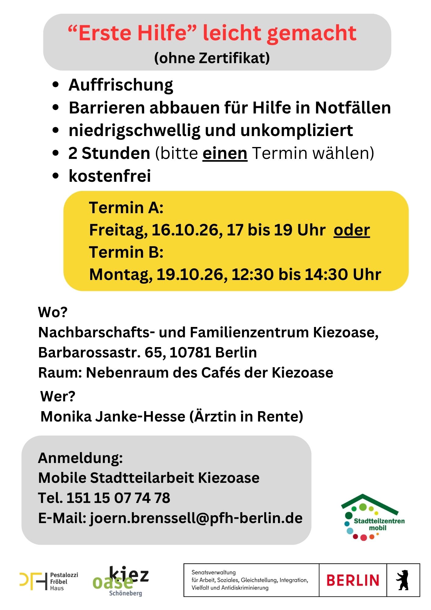 “Erste Hilfe” leicht gemacht (2-Std.Kurs)