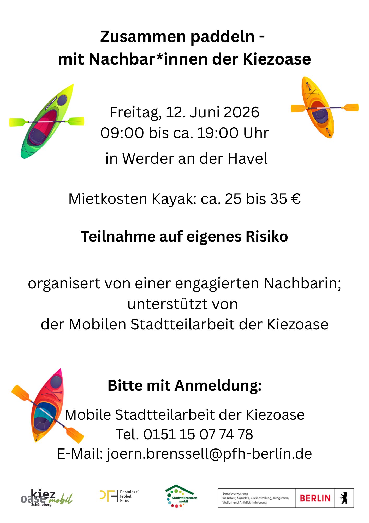 Zusammen paddeln – mit Nachbar*innen der Kiezoase