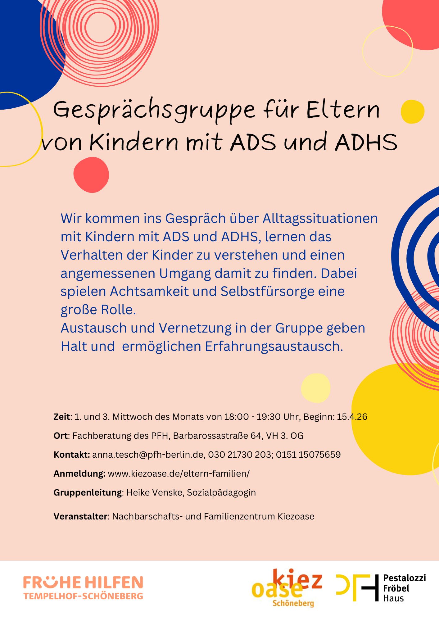 Gesprächsgruppe für Eltern von Kindern mit ADS und ADHS