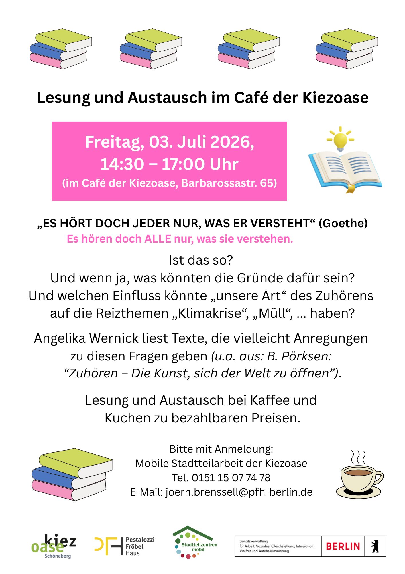 Lesung und Austausch im Café der Kiezoase